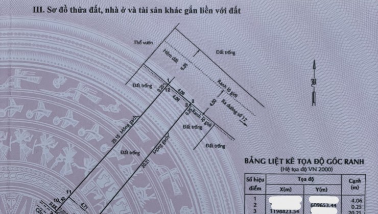 Đất Thổ Cư Đường Số 12 Trường Thọ 7.88 Tỷ, 4,06*24m Nở Hậu 4,77m Hẻm Xe Hơi, BÁN RẺ